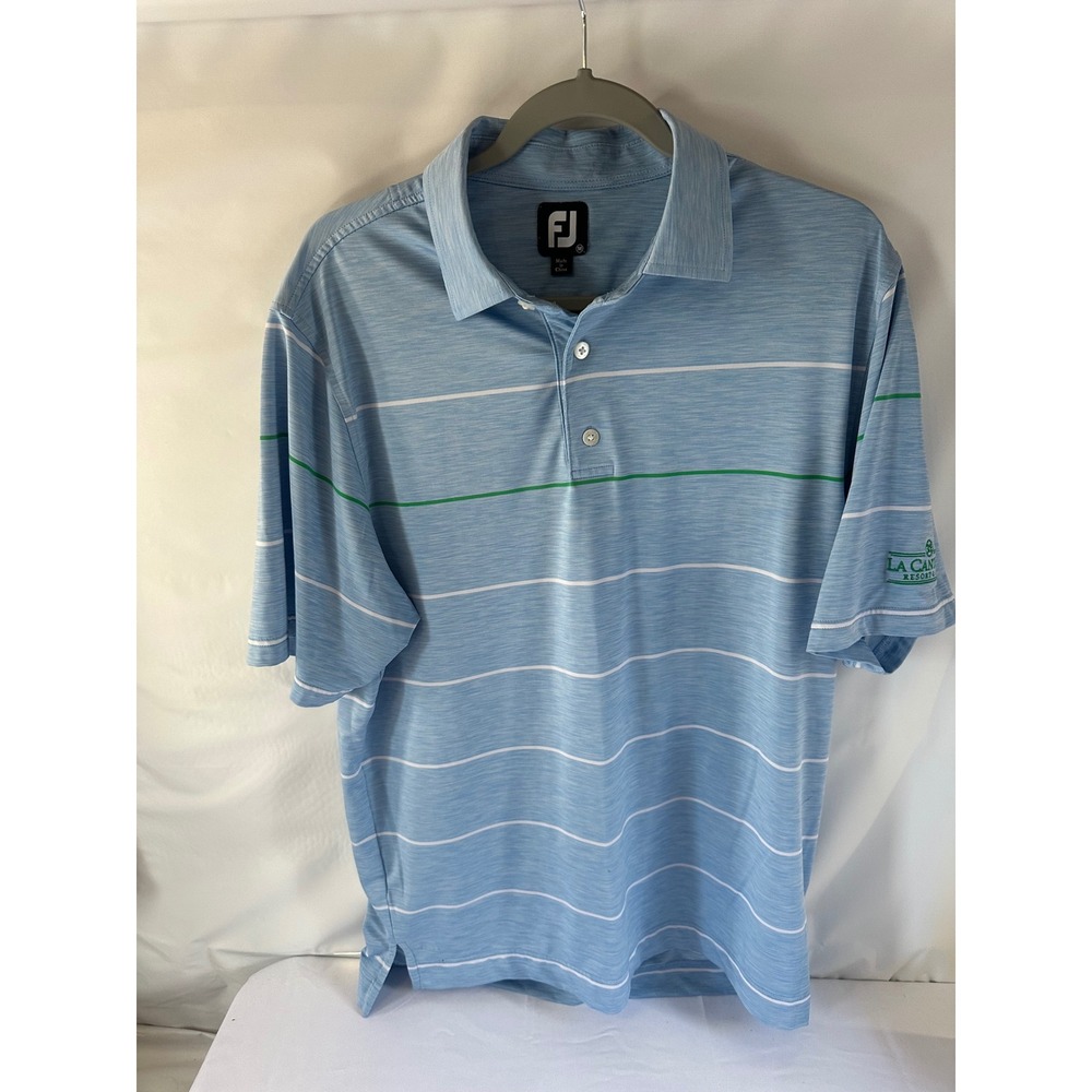 FootJoy Golf Polo‎ Shirt La Cantera Resort Striped Athletic Blue Mens Medium